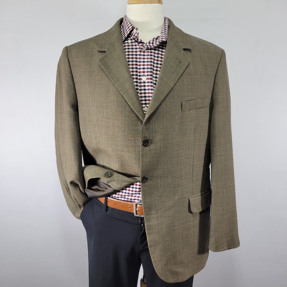 Allyn Saint George Men's Sport‎ Coat Blazer Three Button Tobacco Brown Wool 44R